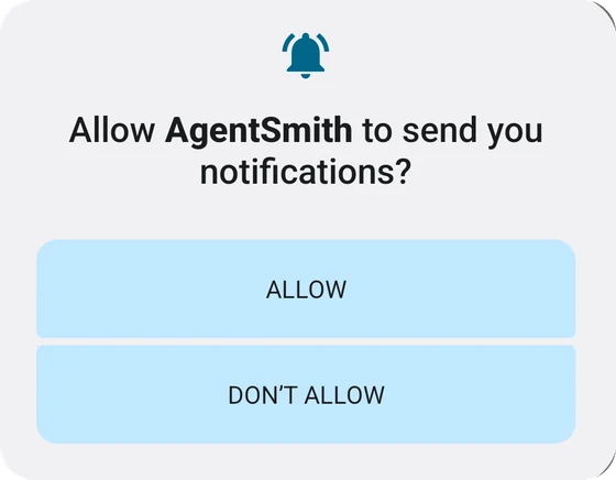 安卓询问是否允许 AgentSmith 发送通知，有允许和不允许两个按钮